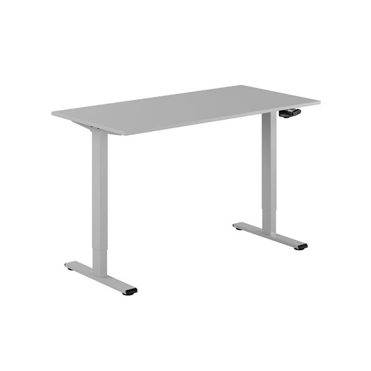 ECO – Höj & sänkbart skrivbord med vev (Silvergrå)